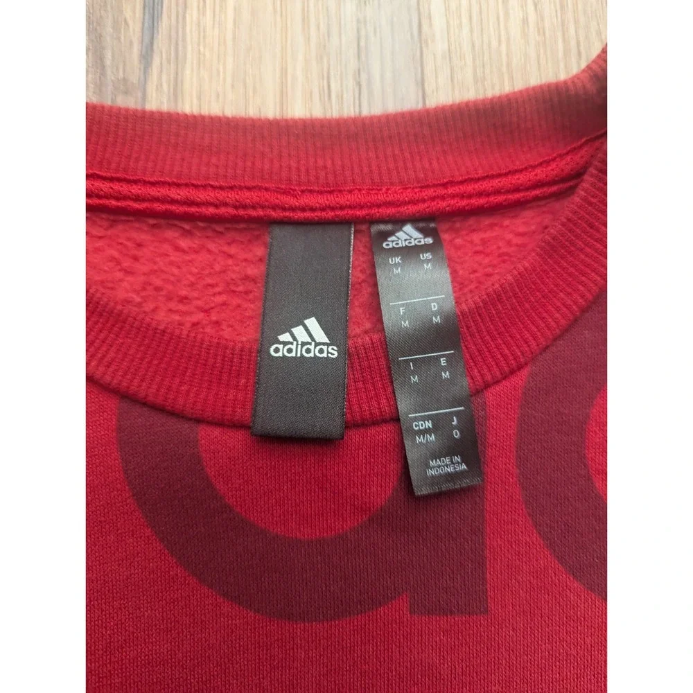 Adidas Sweatshirt Mens M Post Game Allover Print Crewneck Pullover Athletic‎ Red